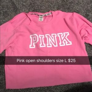 Pink opened shoulder sweatshirt